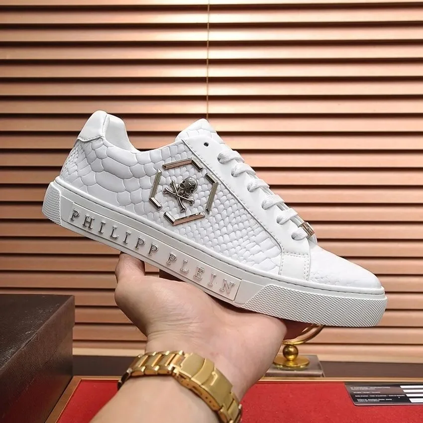 Philipp Plein Philipp Plein White Crocodile Texture Sneakers White