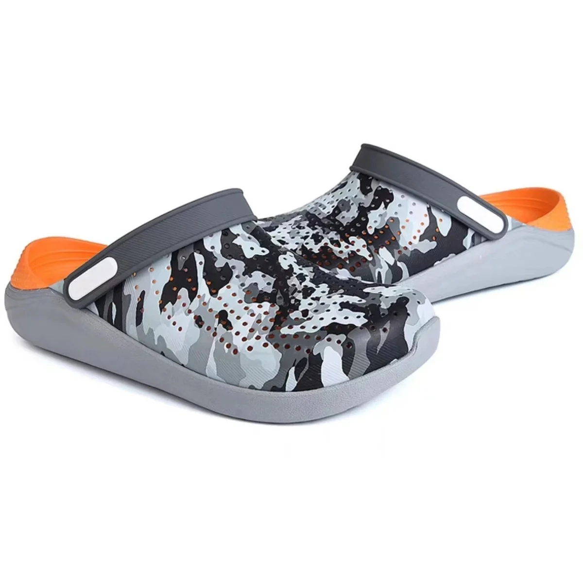 Crocs Crocs Classic Clog Camouflage Gray Orange Clog Grey - 1