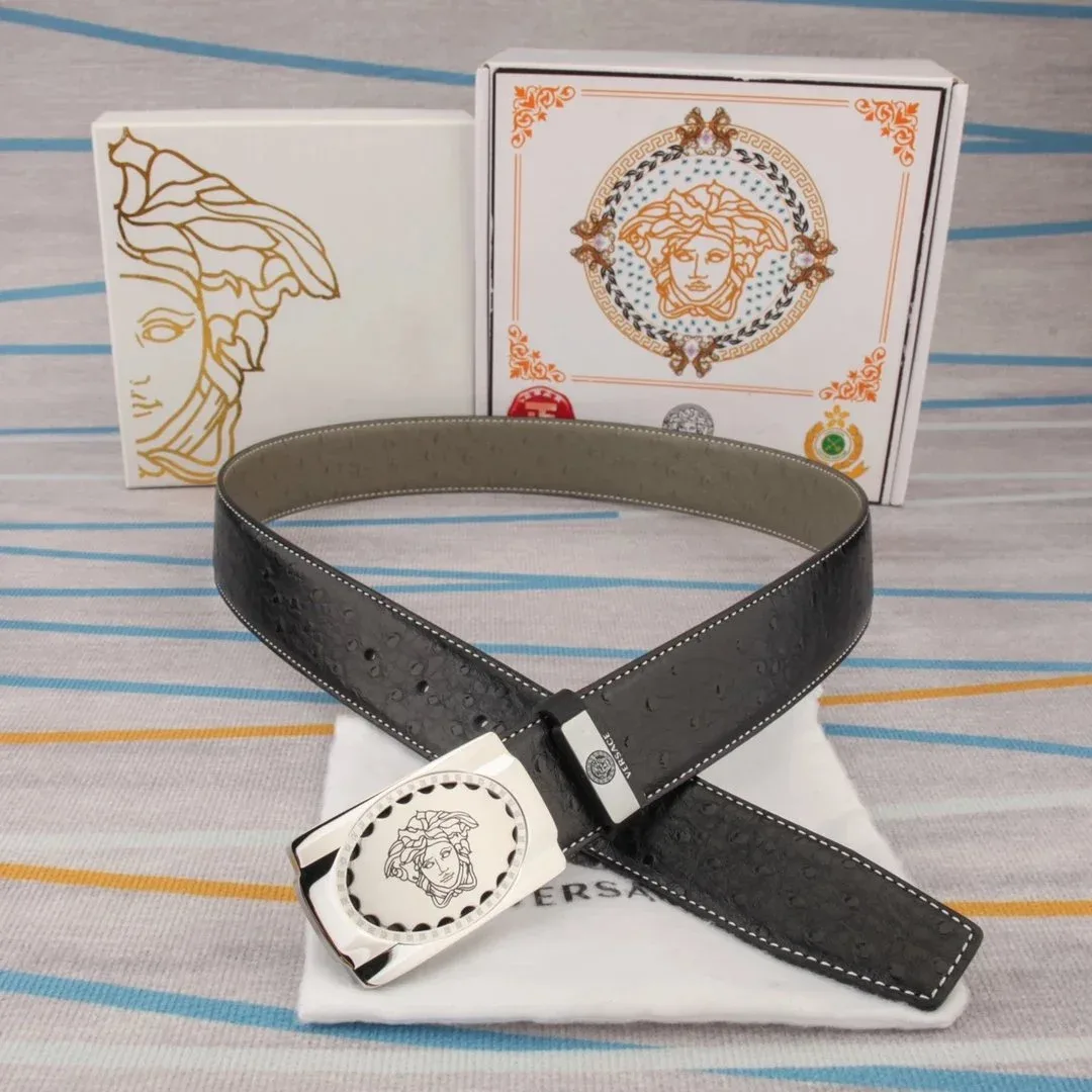 Versace Versace Medusa Head Belt Black Leather Belt Black - 1