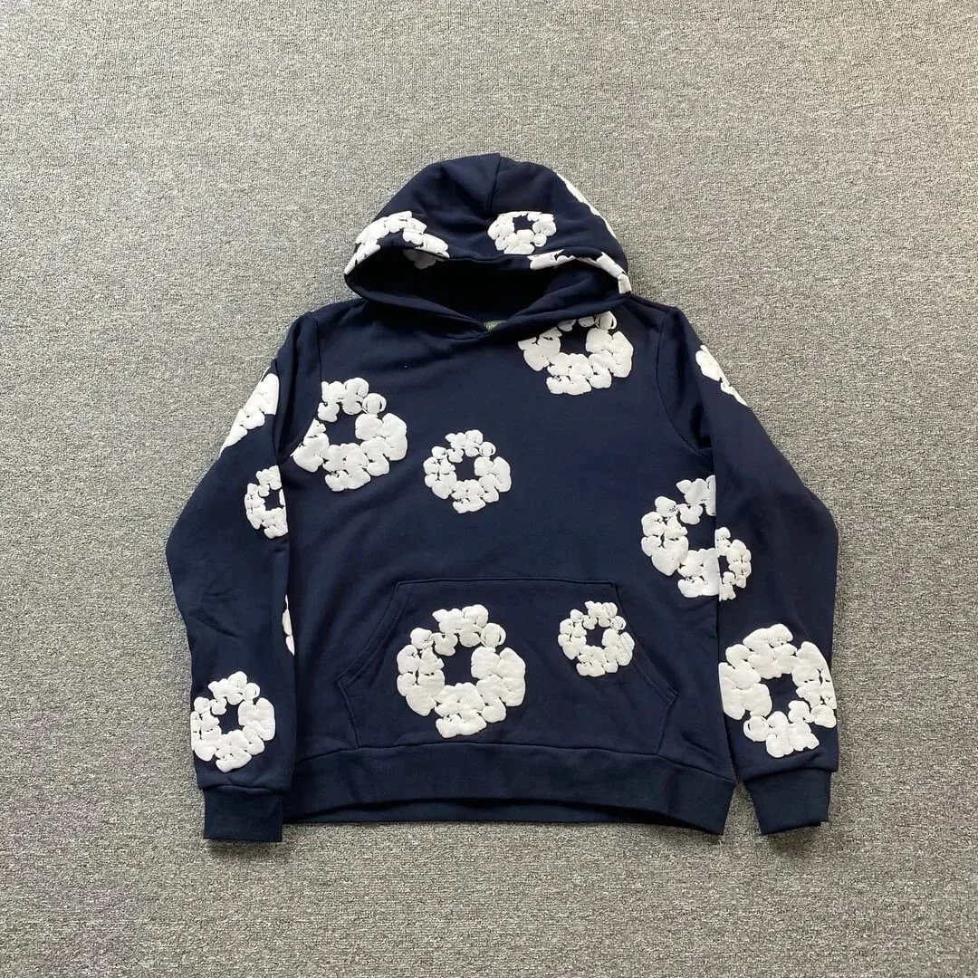Other Navy White Floral Hoodie Sweatshirt Navy - 1