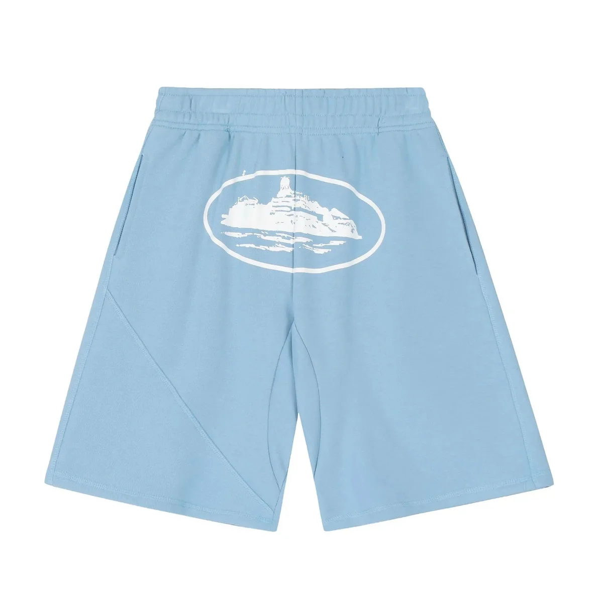 Other Light Blue Graphic Print Shorts Casual Blue - 1