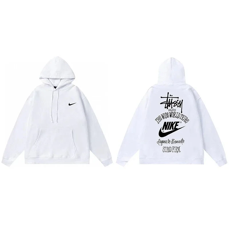 Nike Nike Stussy x Nike Hoodie White Solid Sweatshirt White - 1