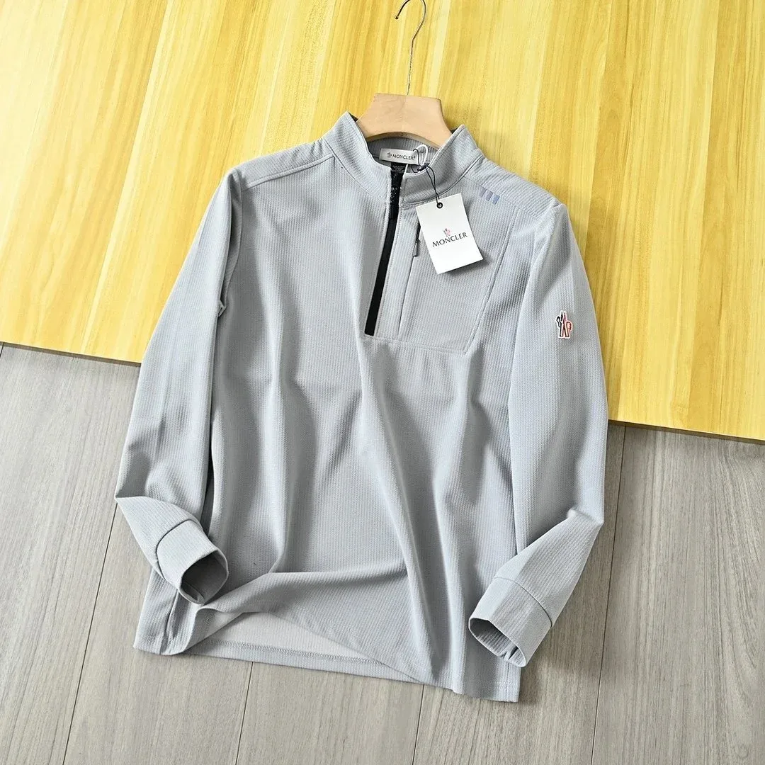 Moncler Moncler Light Grey Zip-Up Knit Top Grey