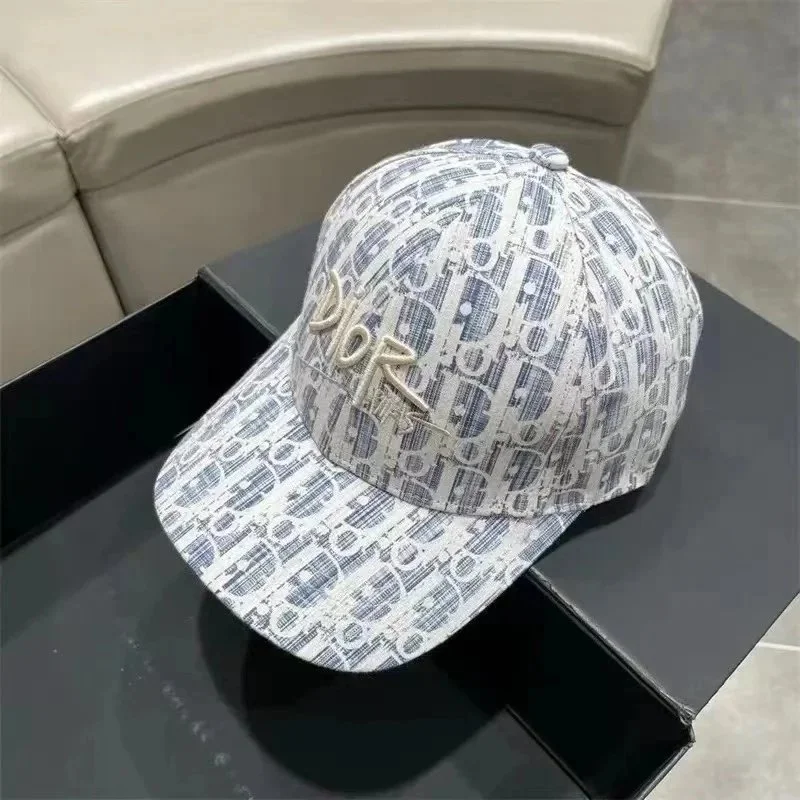 Dior Dior Classic Logo Embroidered Cap Beige/Blue Headwear Beige - 1