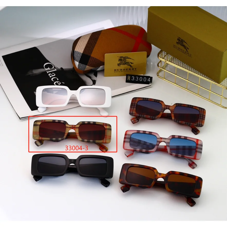 Burberry Burberry TB Monogram Plaid Sunglasses Black/Red Black - 1