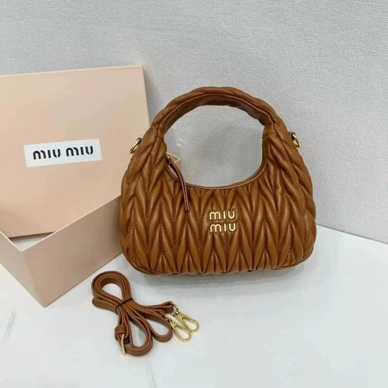 Miu Miu Miu Miu Matelassé Brown Handbag Brown