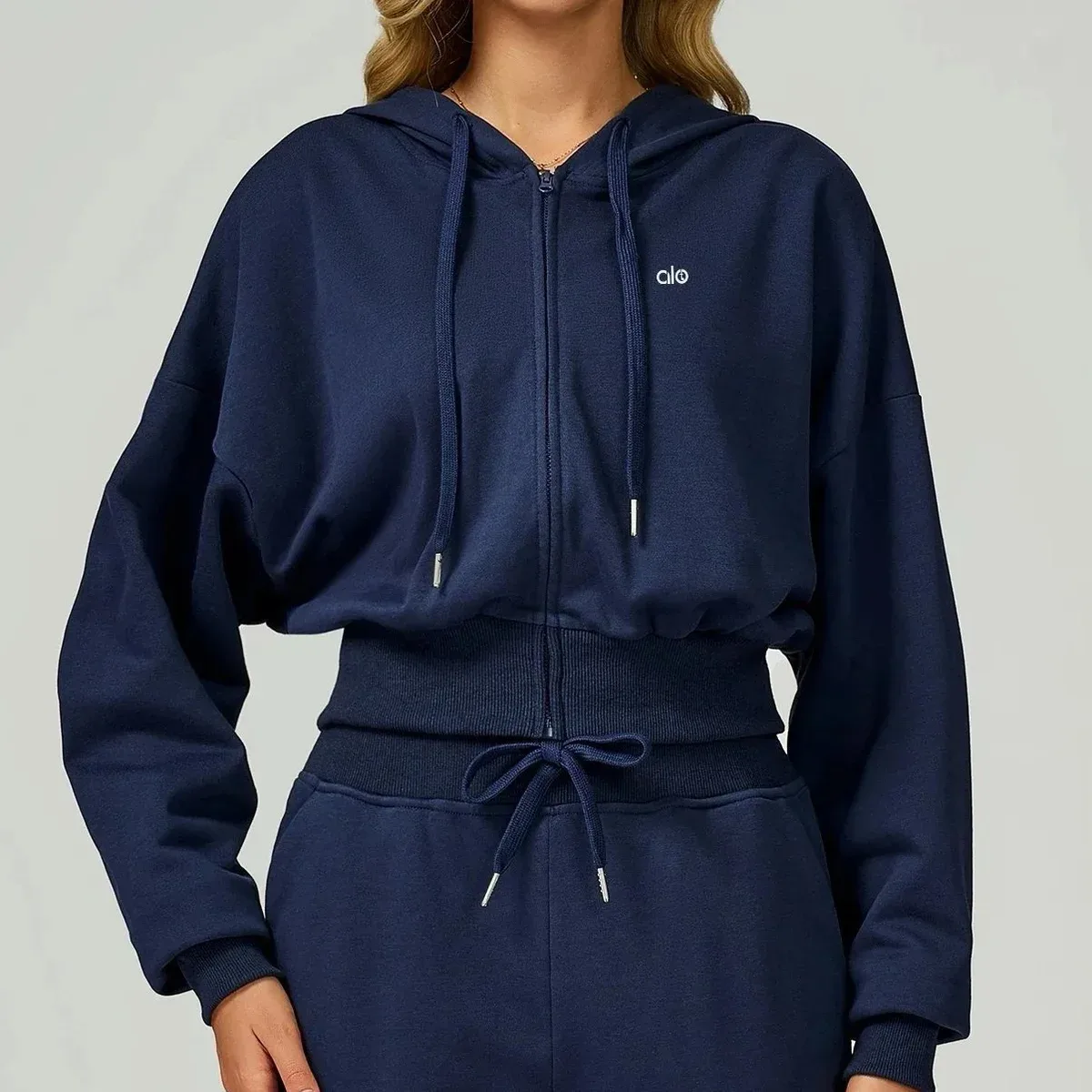 Other Midnight Blue Cropped Hoodie Set Navy - 1