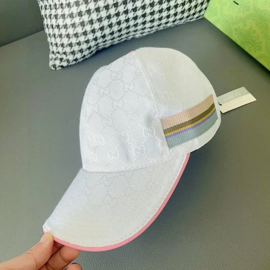 Gucci Gucci GG Monogram Baseball Cap White Pink Trim White - 1