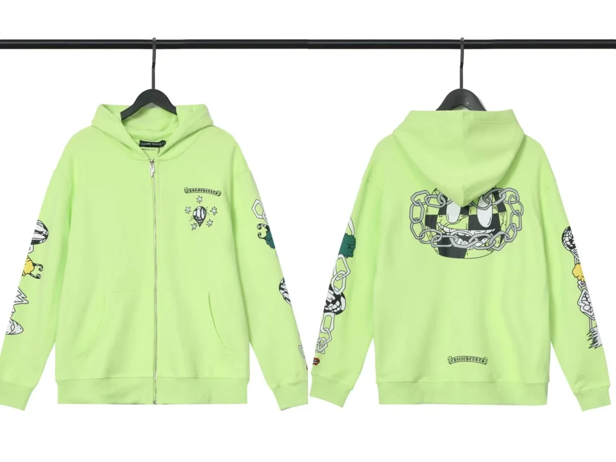 Chrome Hearts Chrome Hearts Neon Green Zip-Up Hoodie Green