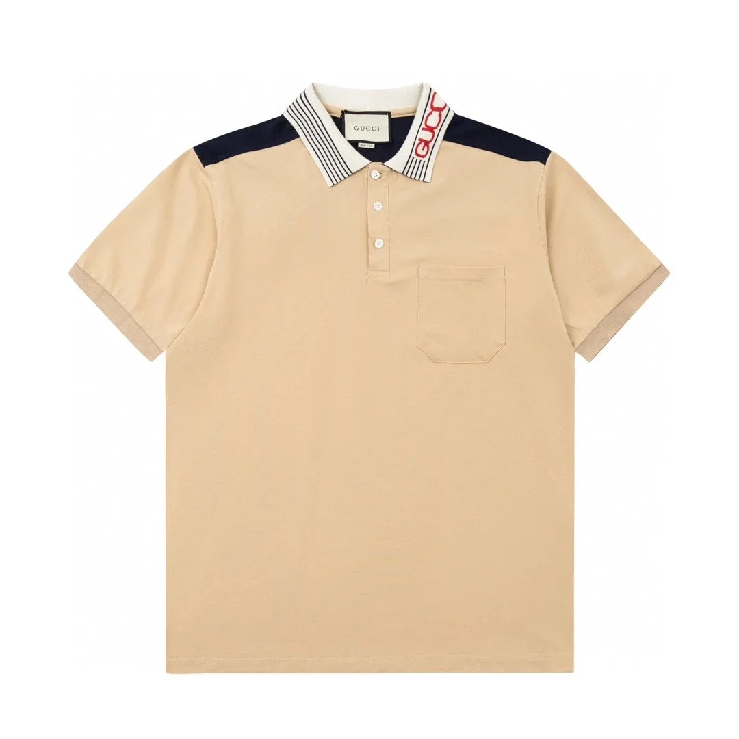 Gucci Gucci Beige & Navy Polo Shirt with Striped Collar Beige - 1