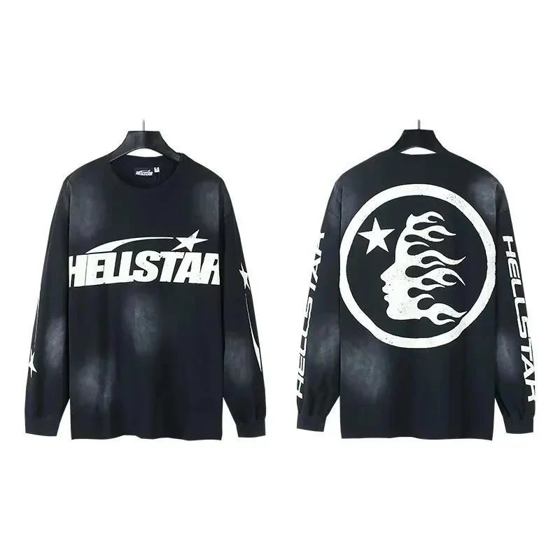 Hellstar Hellstar HO-36 Black Flame Long Sleeve T-Shirt Black - 1