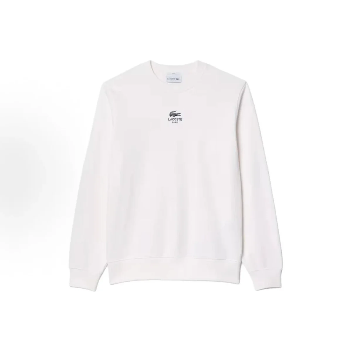 Lacoste Lacoste White Crocodile Logo Crewneck Sweatshirt White - 1