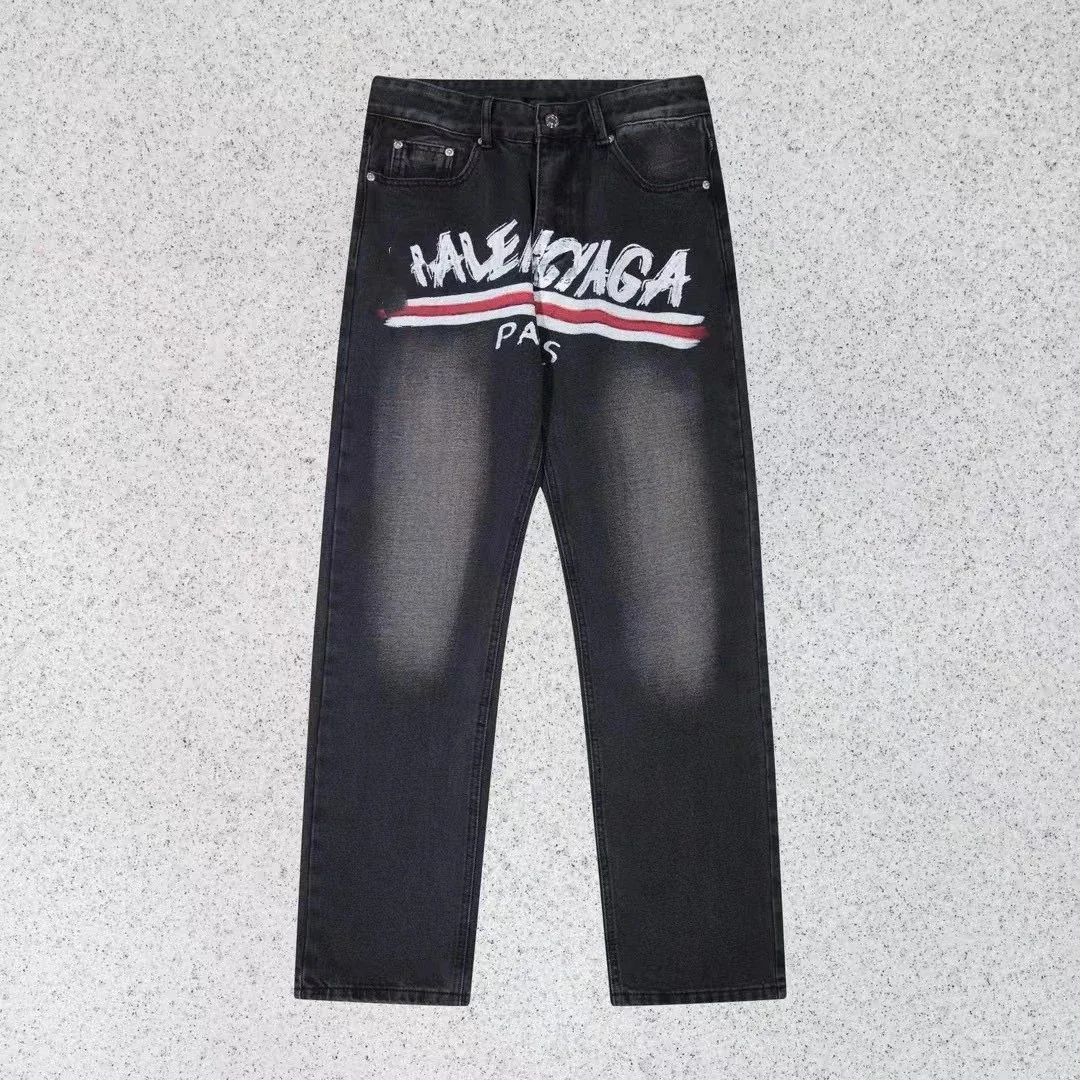 Balenciaga Balenciaga Logo Print Jeans Black Black