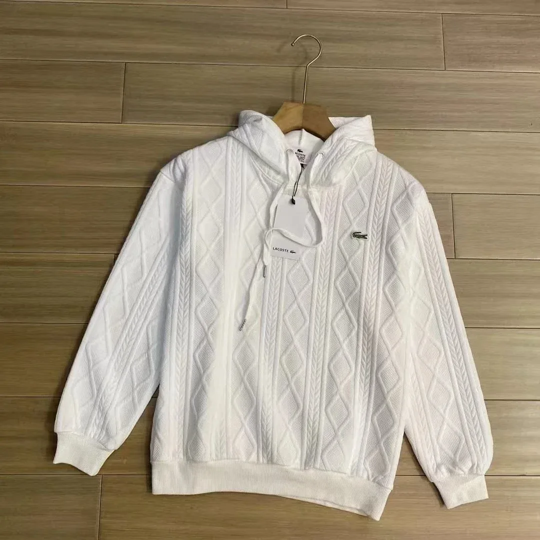 Lacoste Lacoste White Cable Knit Hoodie White - 1