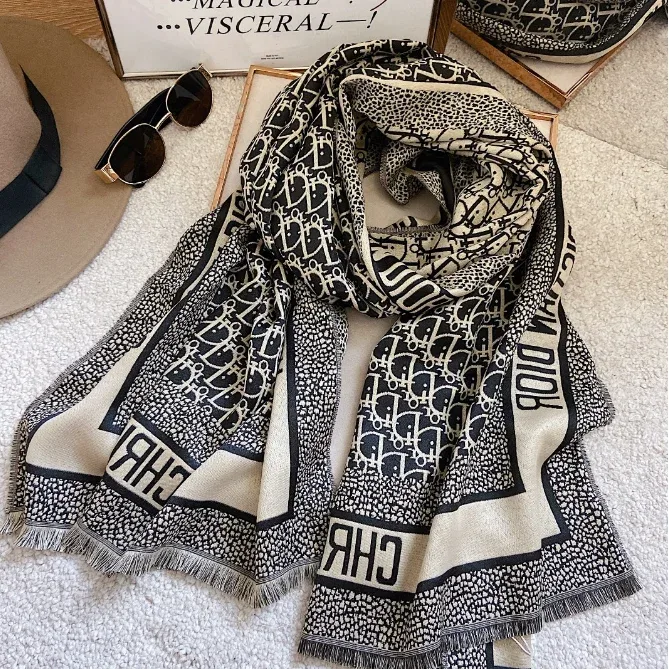 Dior Dior Dior Oblique Black and White Scarf Black