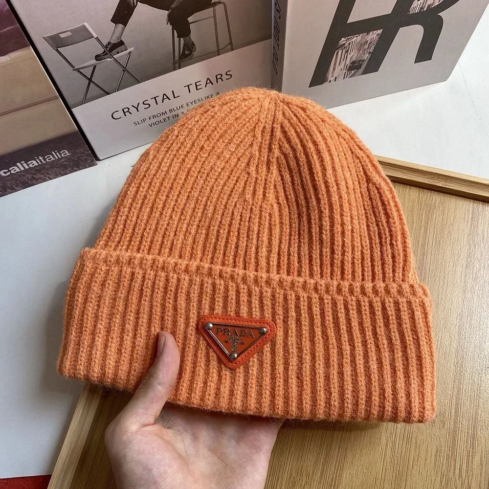Prada Prada Orange Ribbed Knit Beanie Orange