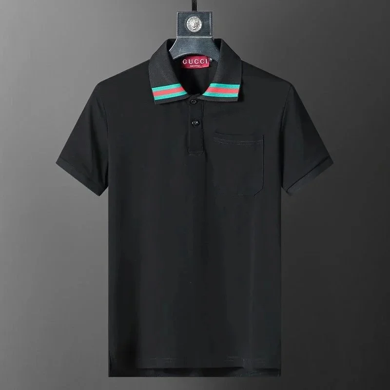 Gucci Gucci Polo Shirt A27 Black with Web Stripes Black - 1