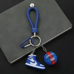 Other Blue Air Jordan Keychain with Basketball Charm Blue - 1