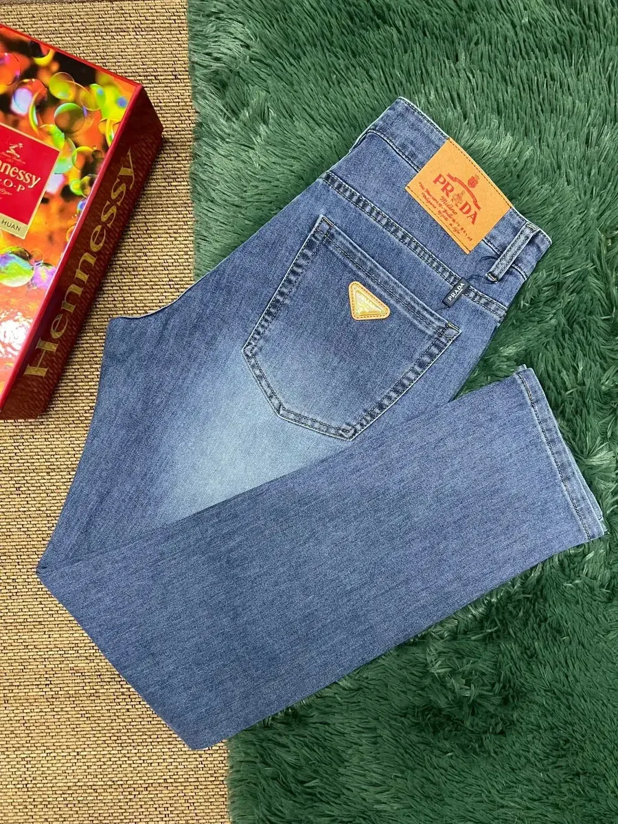 Prada Prada Triangle Logo Classic Blue Denim Jeans Blue