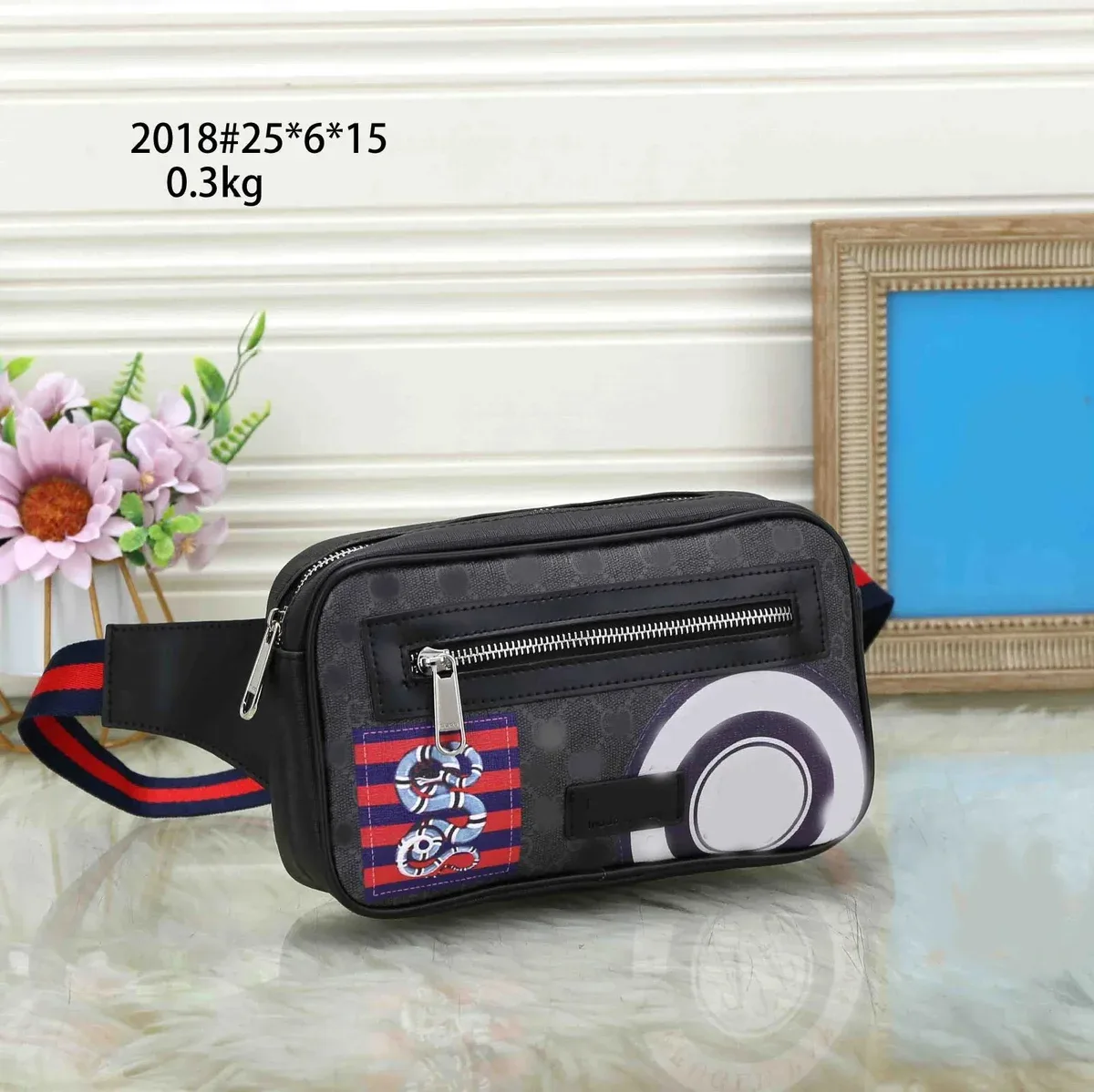 Gucci Gucci GG Marmont Black Print Belt Bag Black - 1