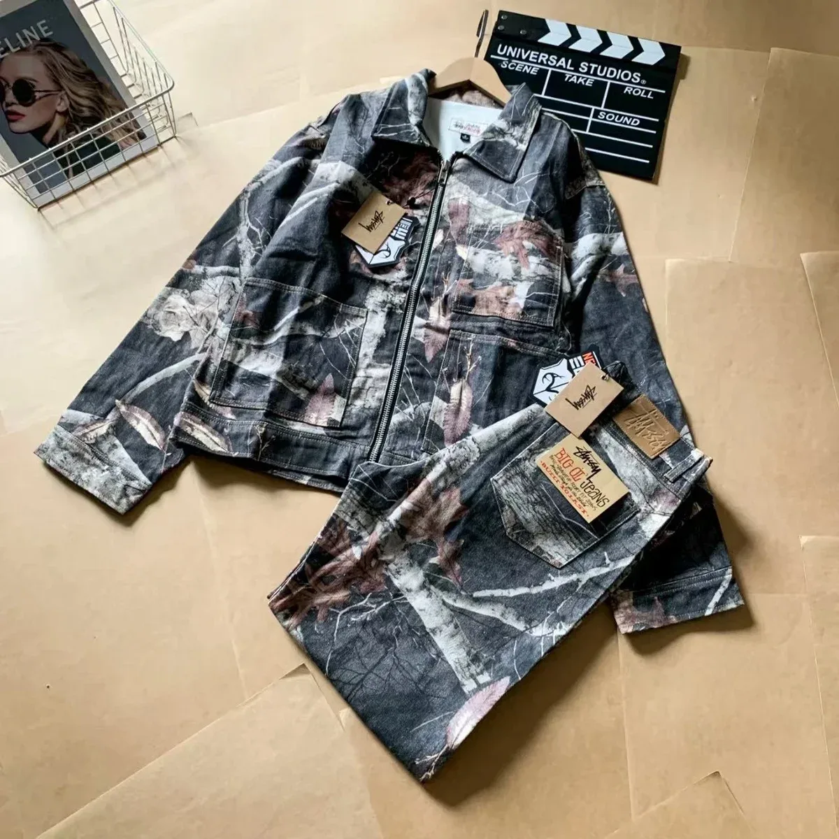 Stussy Stussy Camo Denim Jacket & Jeans Set Black Black