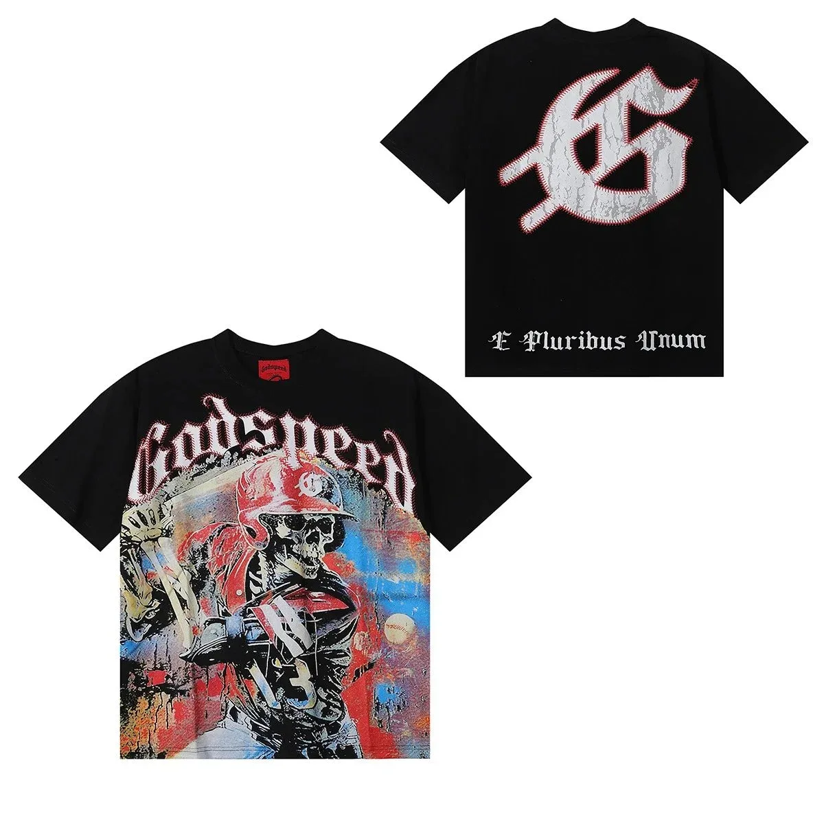 Godspeed Godspeed Baseball Skeleton Graphic T-Shirt Black Black - 1