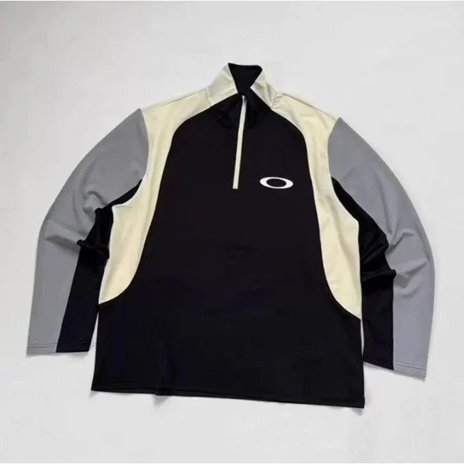 Oakley Oakley Black/Beige/Grey Half-Zip Long Sleeve Shirt Black