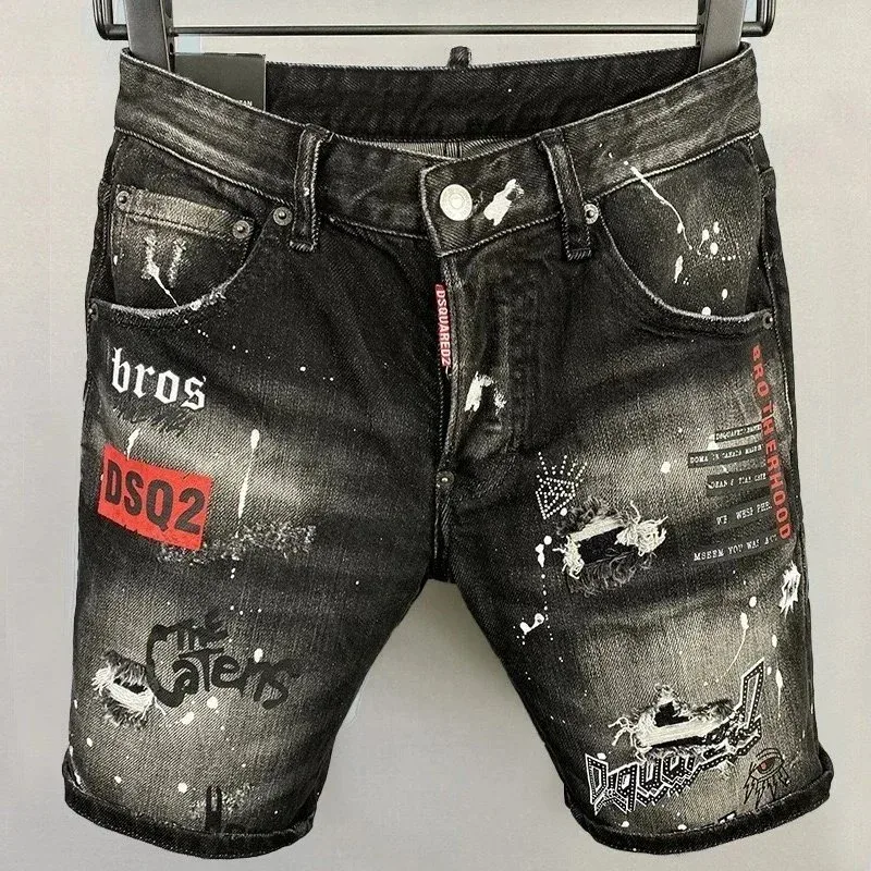 DSQUARED2 DSQUARED2 Paint Splatter Black Denim Shorts Black