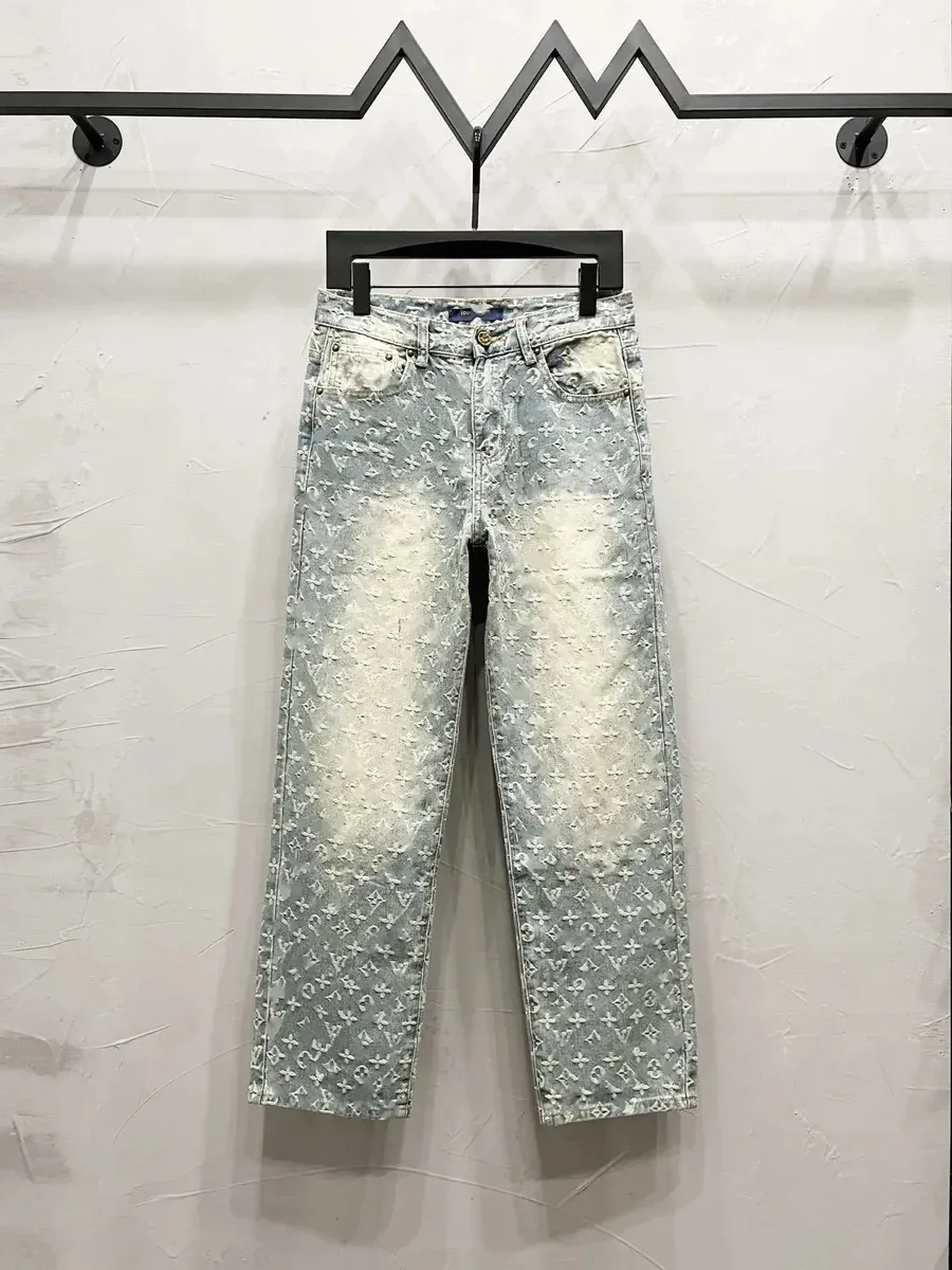 Louis Vuitton Louis Vuitton Monogram Distressed Light Blue Jeans Blue