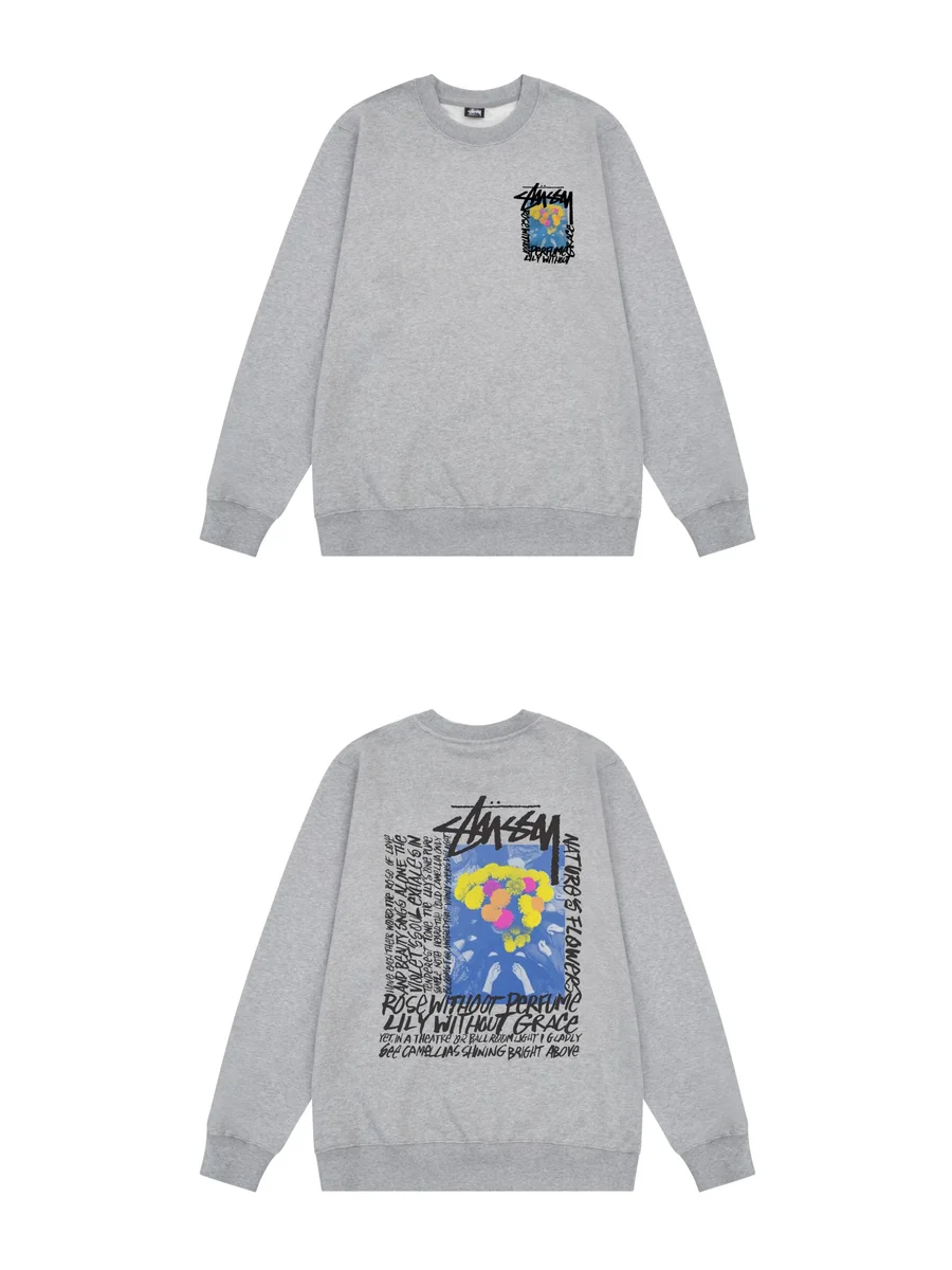 Stussy Stussy Stüssy Nature's Flowers Grey Crewneck Sweatshirt Grey - 1