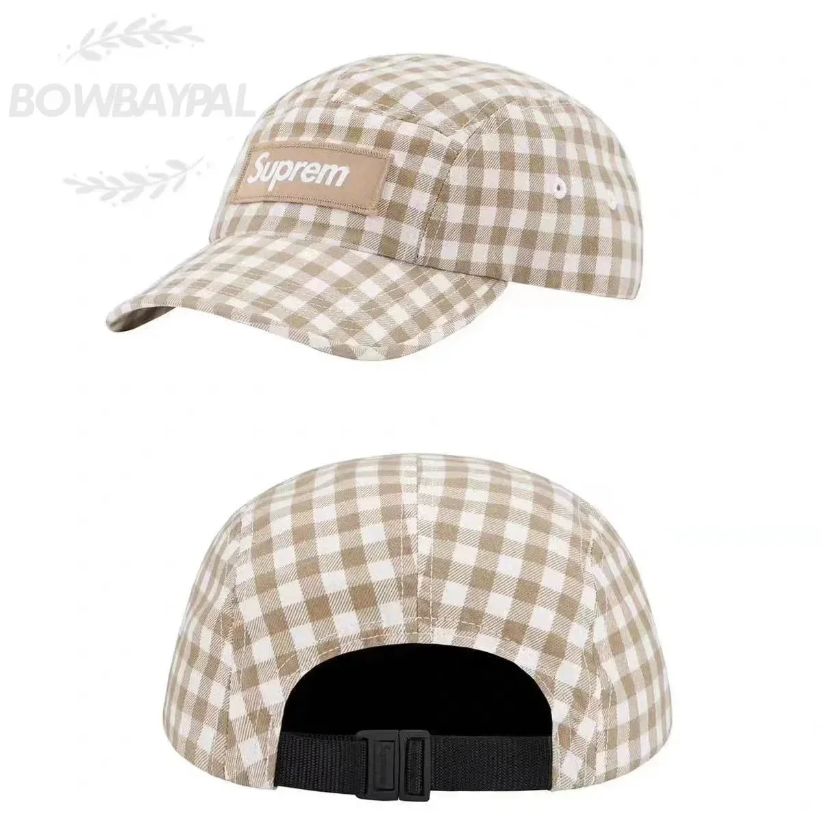 Supreme Supreme Gingham Camper Cap Beige/White Headwear Beige