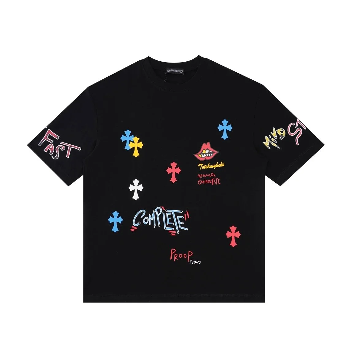 Other Black Cross Print Graphic T-Shirt Black - 1