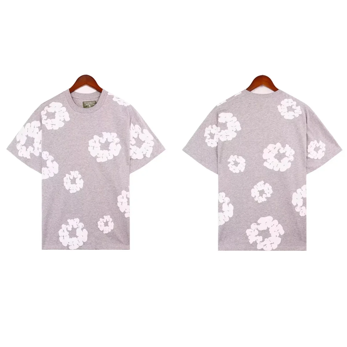 Other Gray White Floral Print T-Shirt Grey - 1