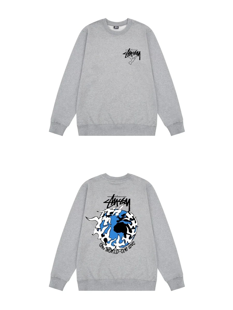 Stussy Stussy One World One Love Grey Crewneck Sweatshirt Grey - 1