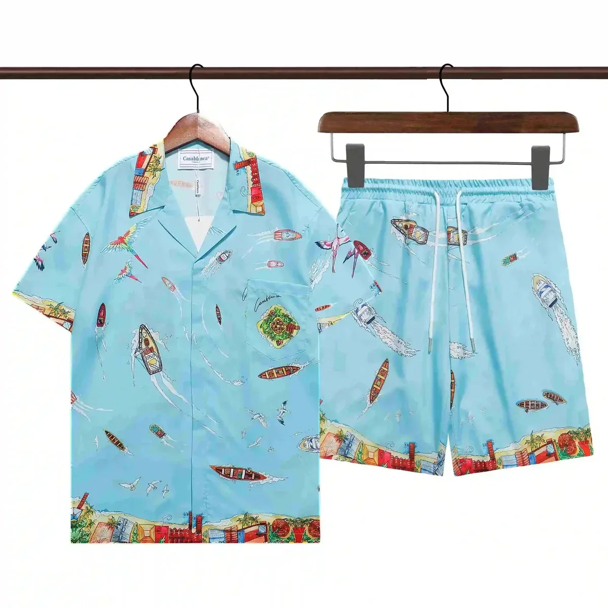 Casablanca Casablanca Tropical Print Shorts Set in Blue Blue