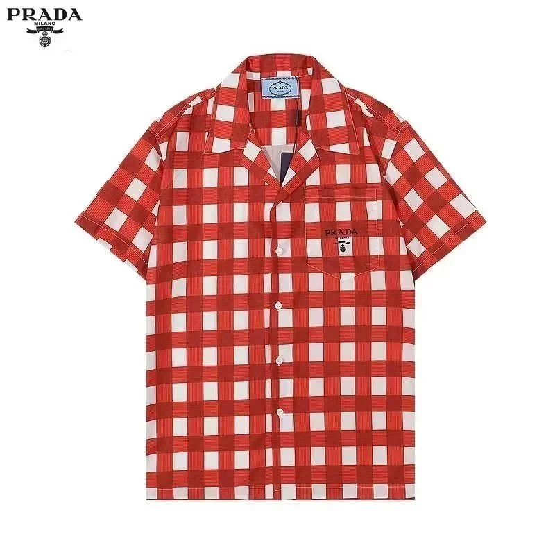 Prada Red & White Gingham Short Sleeve Shirt