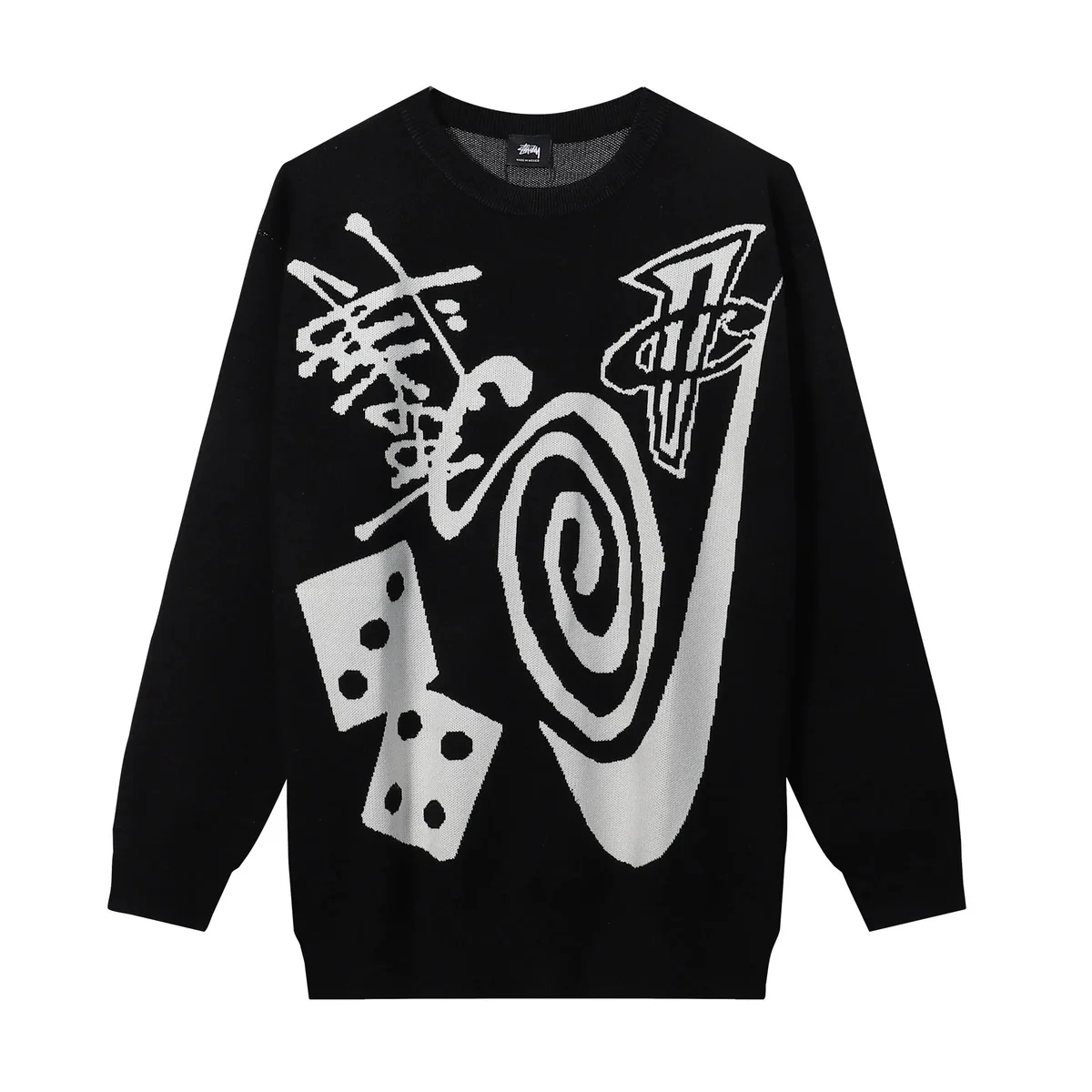 Stussy Stussy Tri-Logo Black Knit Sweater Black