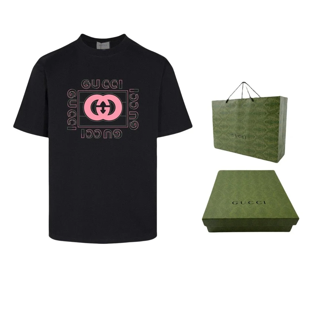 Gucci Gucci Black Pink GG Logo T-Shirt Black - 1
