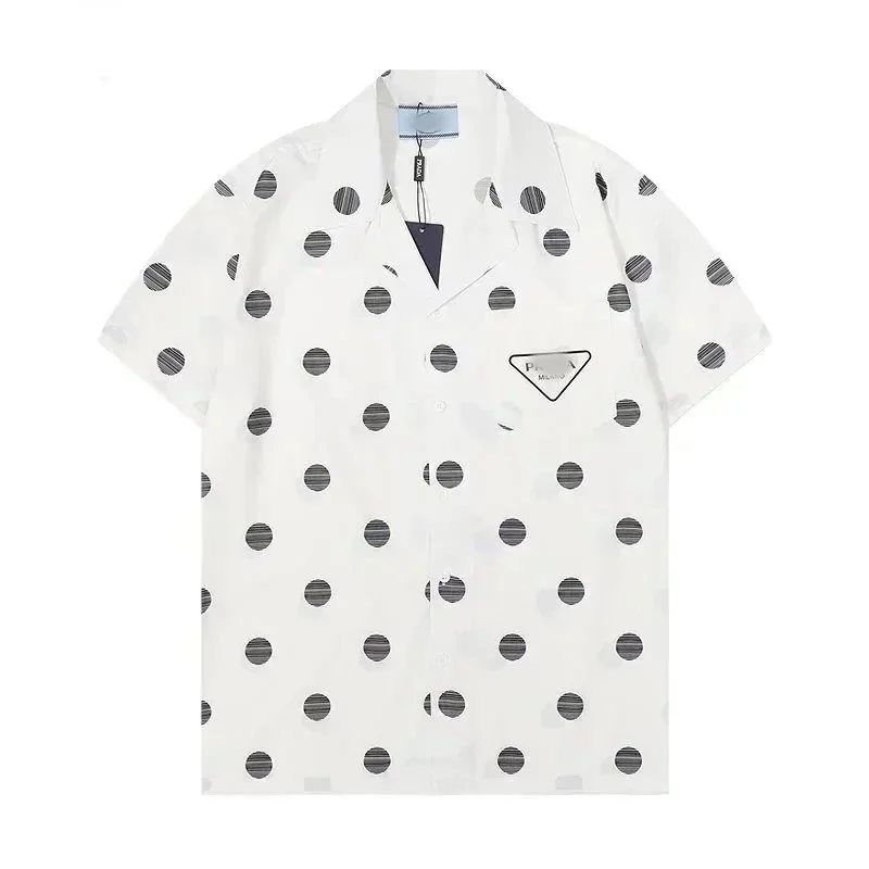 Prada Prada Polka Dot Short Sleeve Shirt White/Black White - 1
