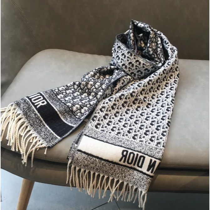 Dior Dior Dior Oblique Black and White Scarf Multicolor