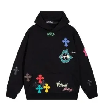 Other Black 03-2 Hoodie with 'Vision' Patch and Colorful Patches Black - 1