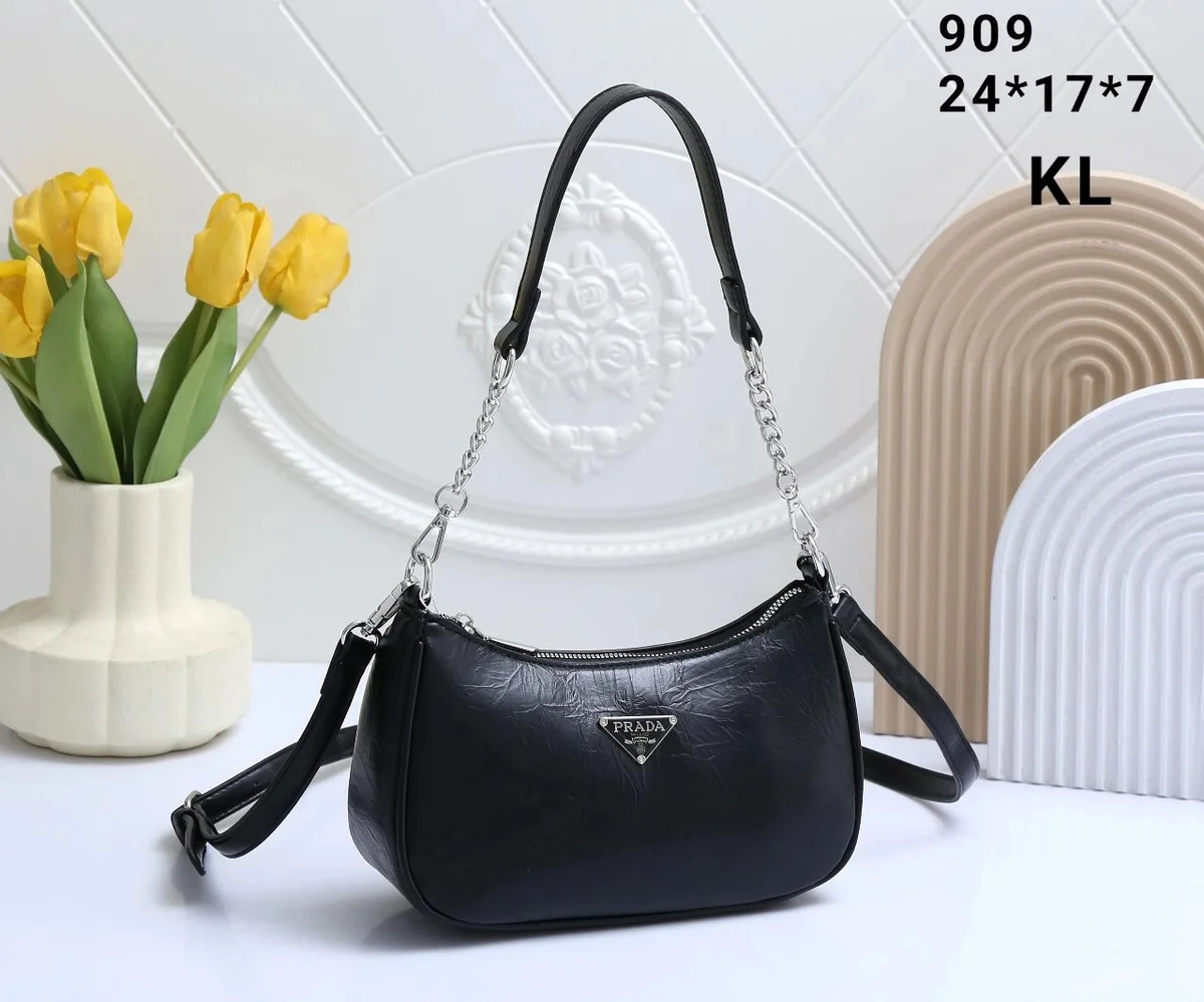 Prada Prada Triangle Logo 909-1 Black Shoulder Bag Black