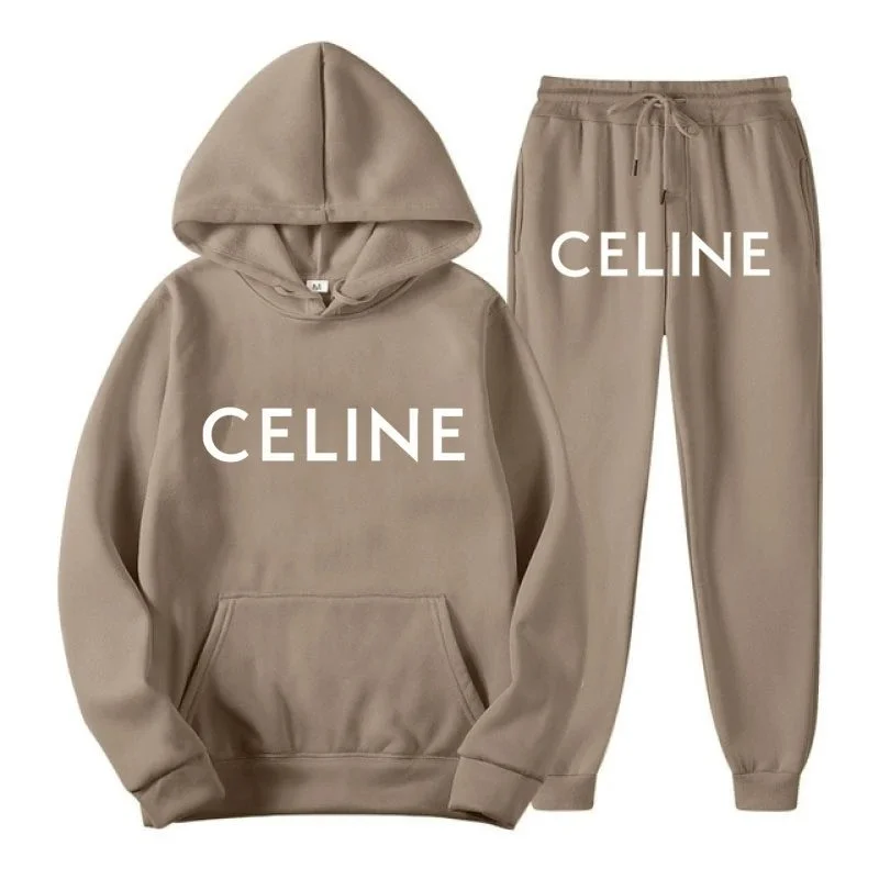 Celine Celine Beige Logo Hoodie & Pants Set Beige - 1