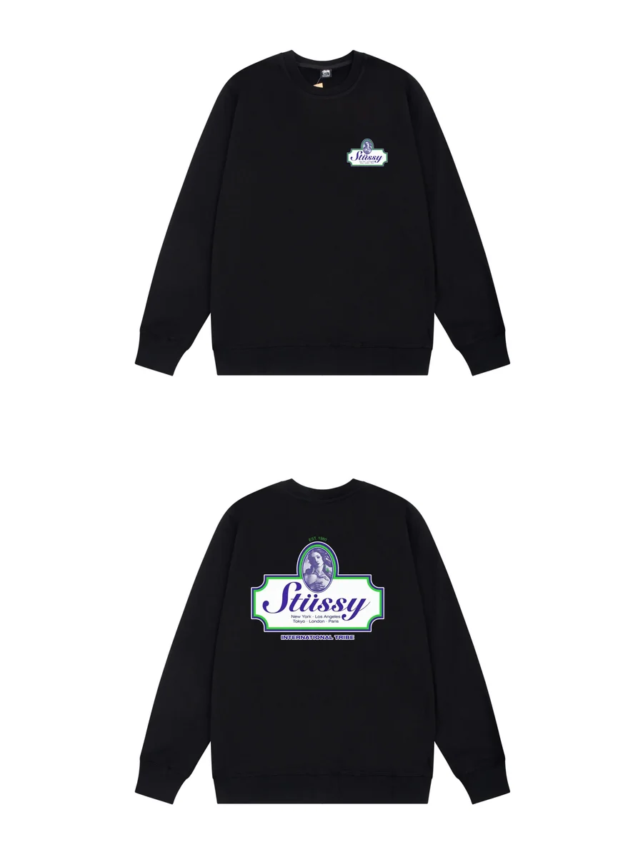 Stussy Stussy Stüssy Black Graphic Crewneck Sweatshirt Black - 1