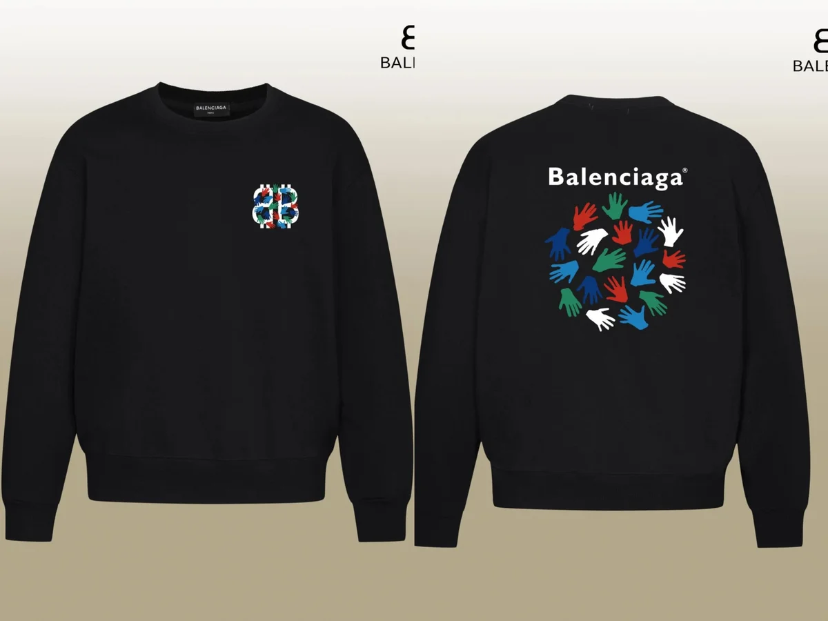 Balenciaga Balenciaga Black Hands Print Crewneck Sweatshirt Black - 1