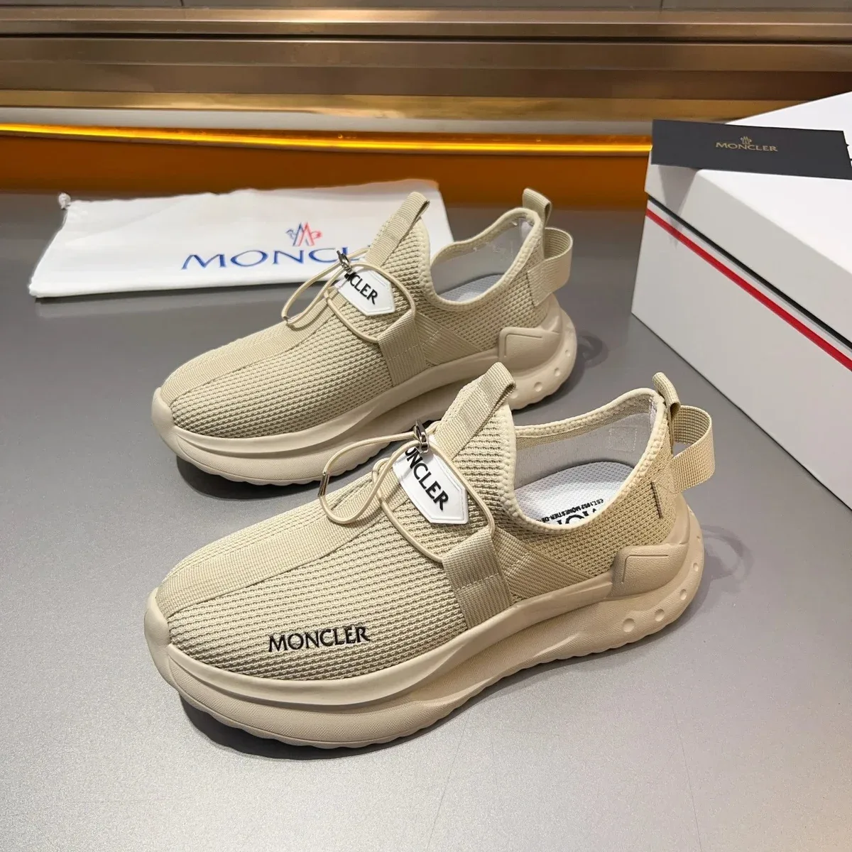 Moncler Moncler Beige Knit Sneakers Beige