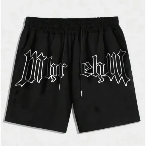 Other Black Gothic Letter Shorts Streetwear Black - 1