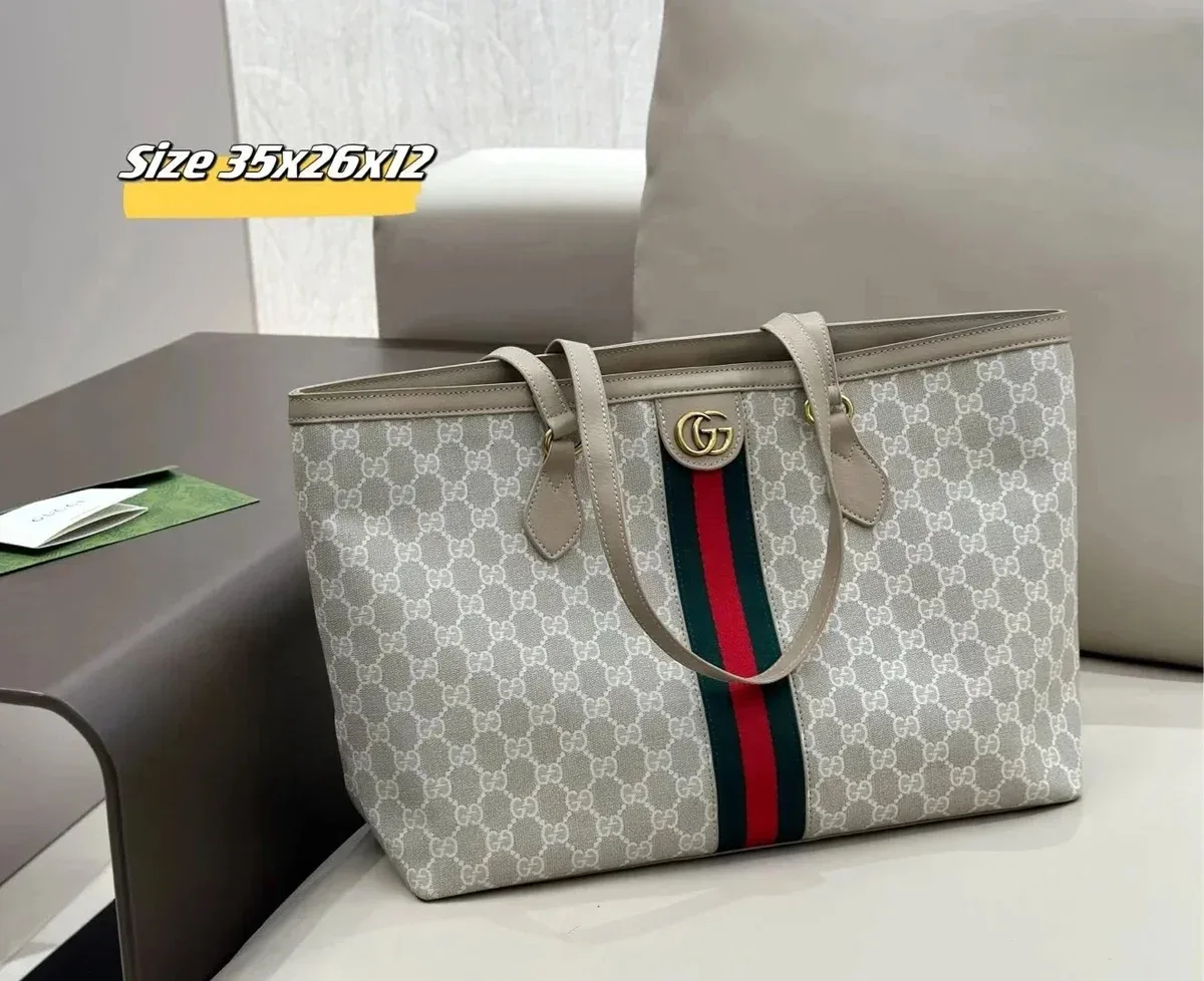 Gucci Gucci GG Supreme Tote Bag Beige Canvas Beige - 1