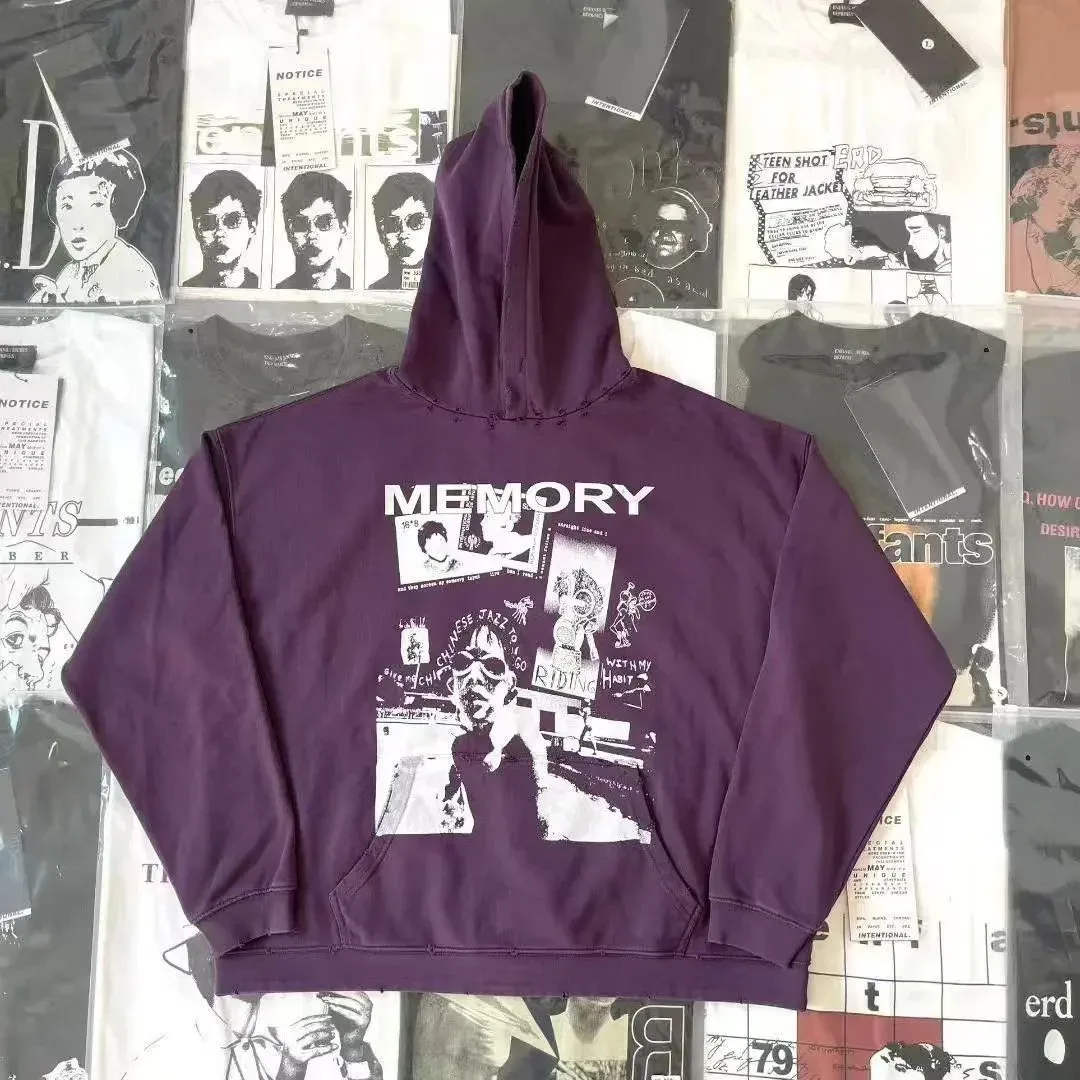 Other Purple 'MEMORY' Graphic Hoodie Purple - 1