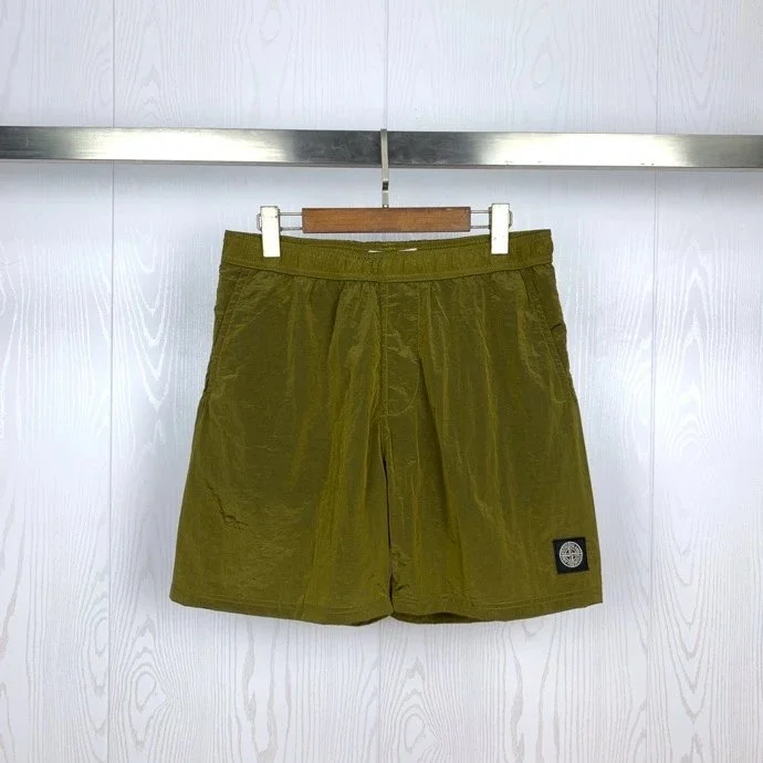 Stone Island Stone Island Raso Gommato Olive Shorts Green